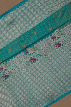 Image of Gadwal Silk Teal Blue Saree