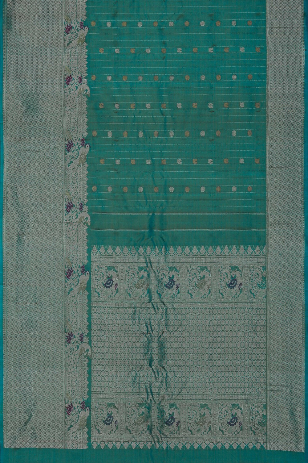 Gadwal Silk Teal Blue Saree