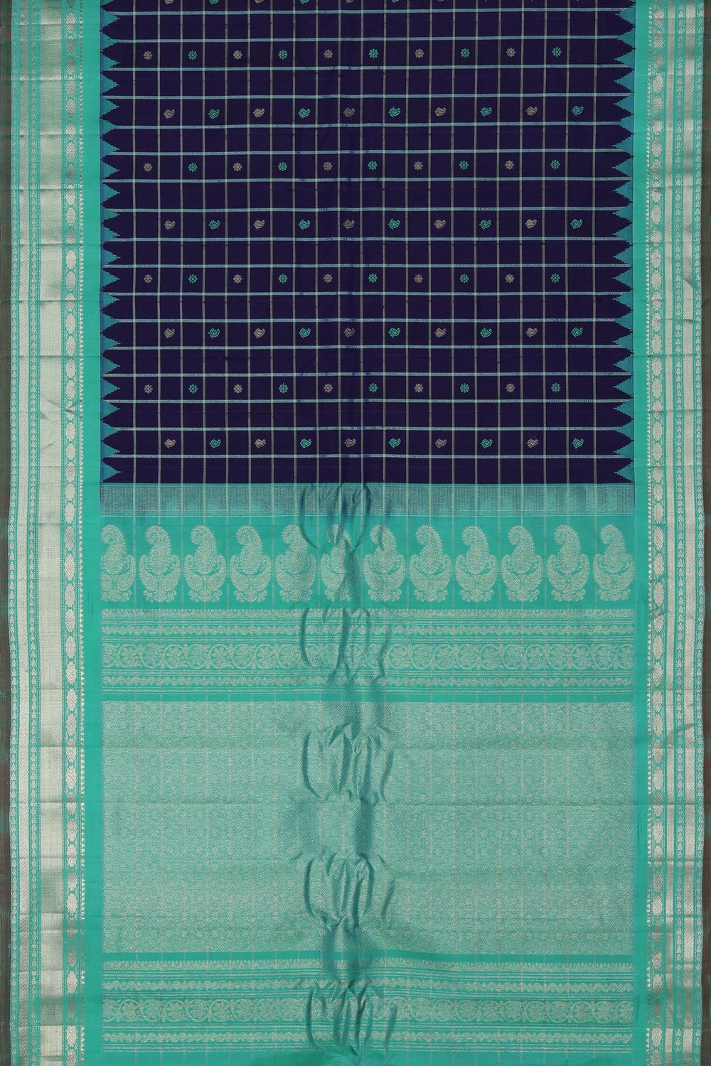 Gadwal Silk Kattam Purple Saree