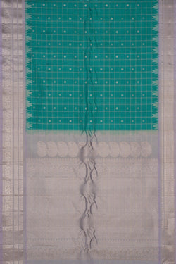 Image of Gadwal Silk Kattam Teal Green Saree