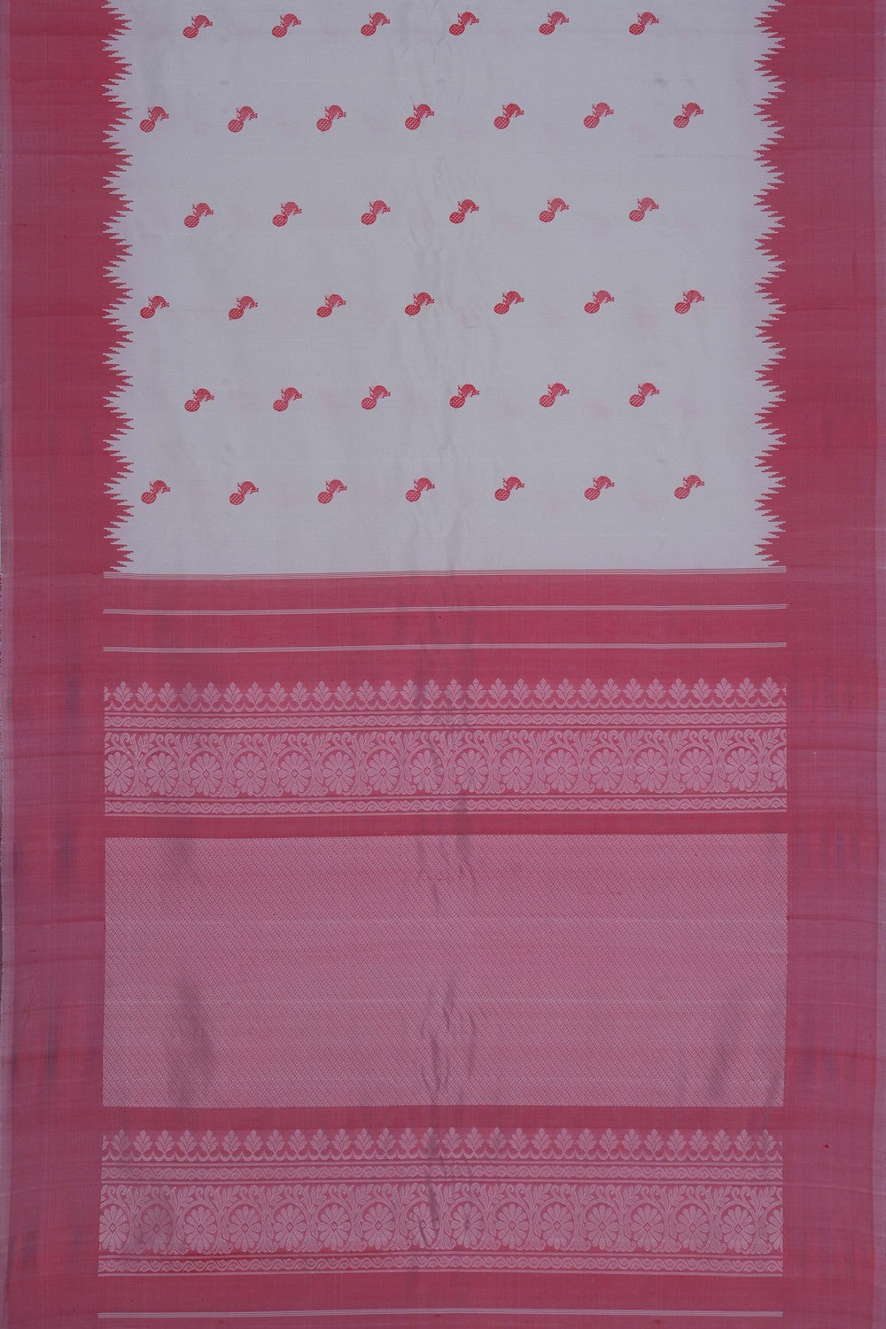 Image of Gadwal Silk Off-White Saree