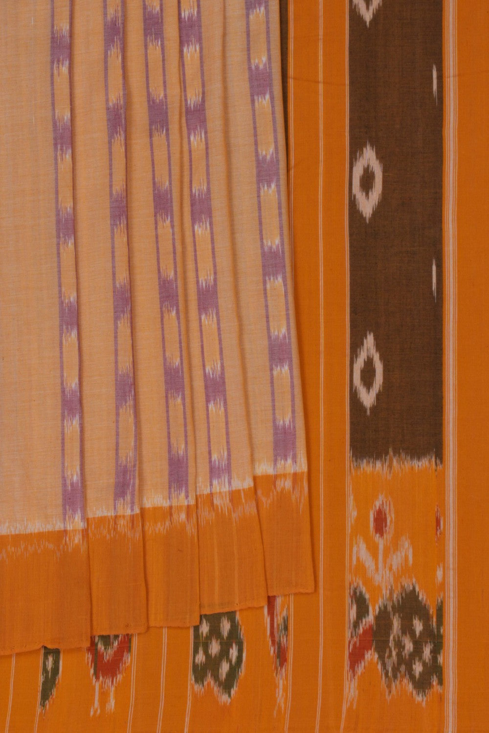 Image of Pochampally Ikat Cotton Peach Saree