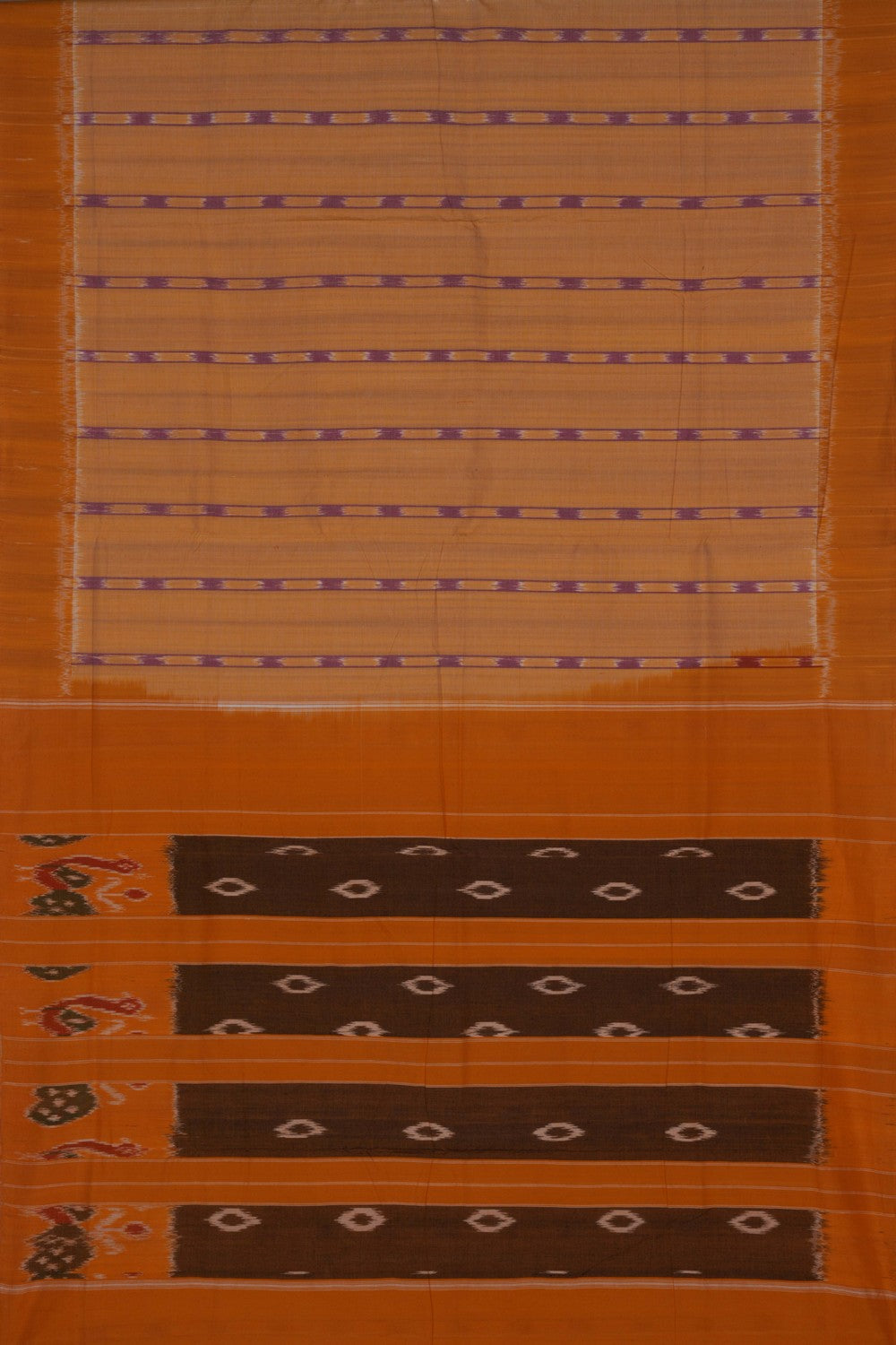 Image of Pochampally Ikat Cotton Peach Saree