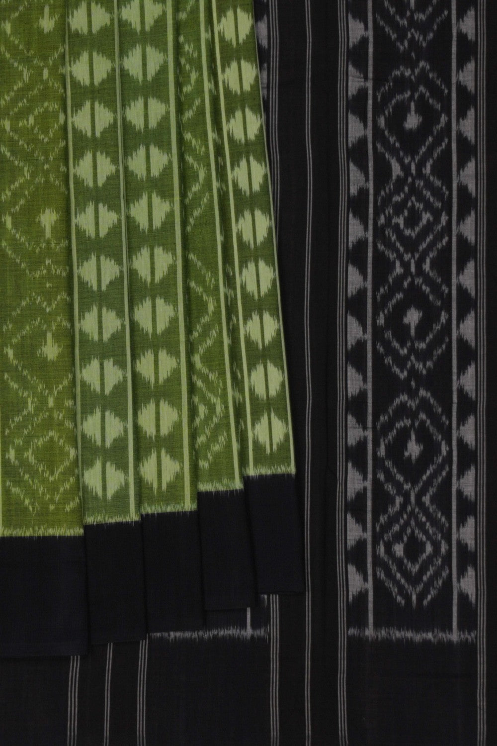 Pochampally Ikat Cotton Green Saree