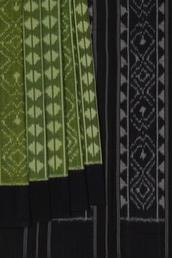 Image of Pochampally Ikat Cotton Green Saree