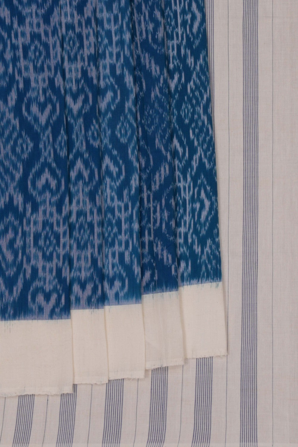 Pochampally Ikat Cotton Blue Saree