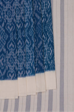 Image of Pochampally Ikat Cotton Blue Saree