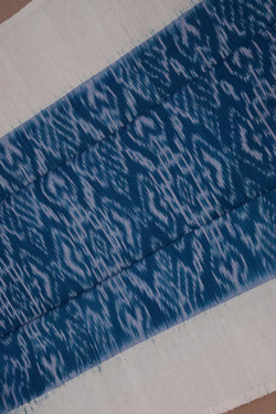 Image of Pochampally Ikat Cotton Blue Saree