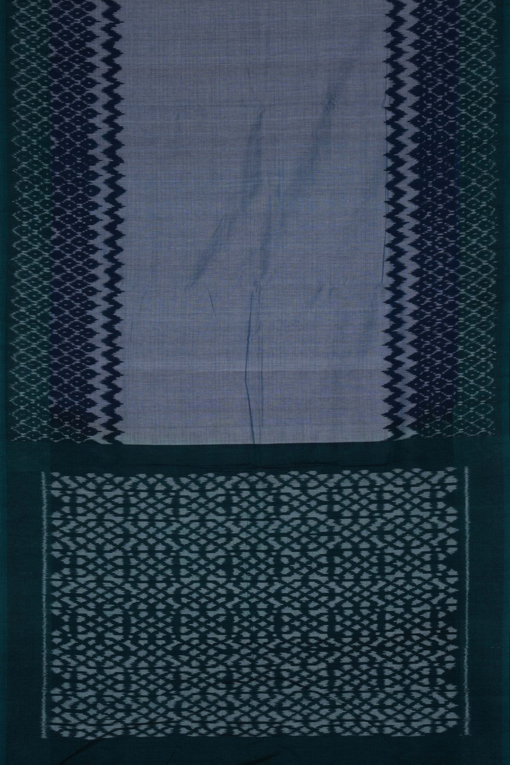Pochampally Ikat Cotton Smoky Blue Saree