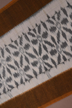 Image of Pochampally Ikat Cotton Off White Saree