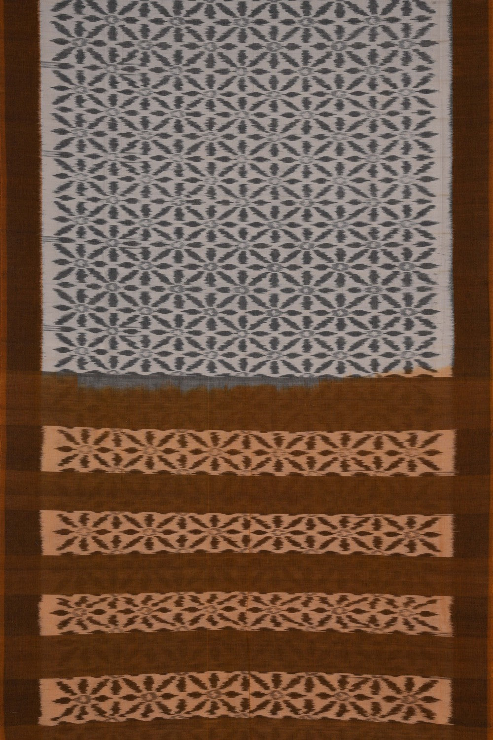 Pochampally Ikat Cotton Off White Saree