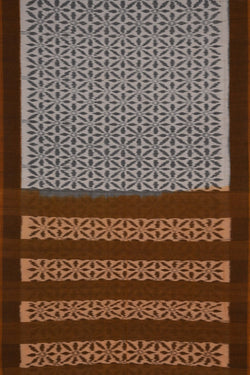 Image of Pochampally Ikat Cotton Off White Saree