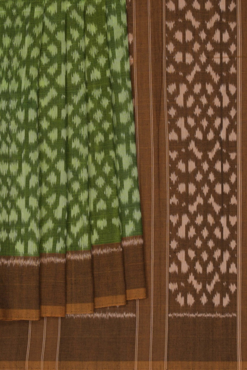 Pochampally Ikat Cotton Green Saree