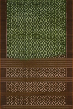 Image of Pochampally Ikat Cotton Green Saree
