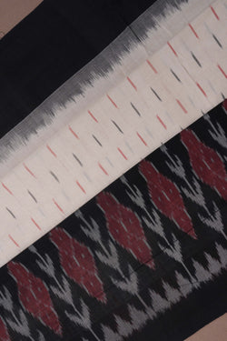 Image of Pochampally Ikat Cotton Off-White Saree