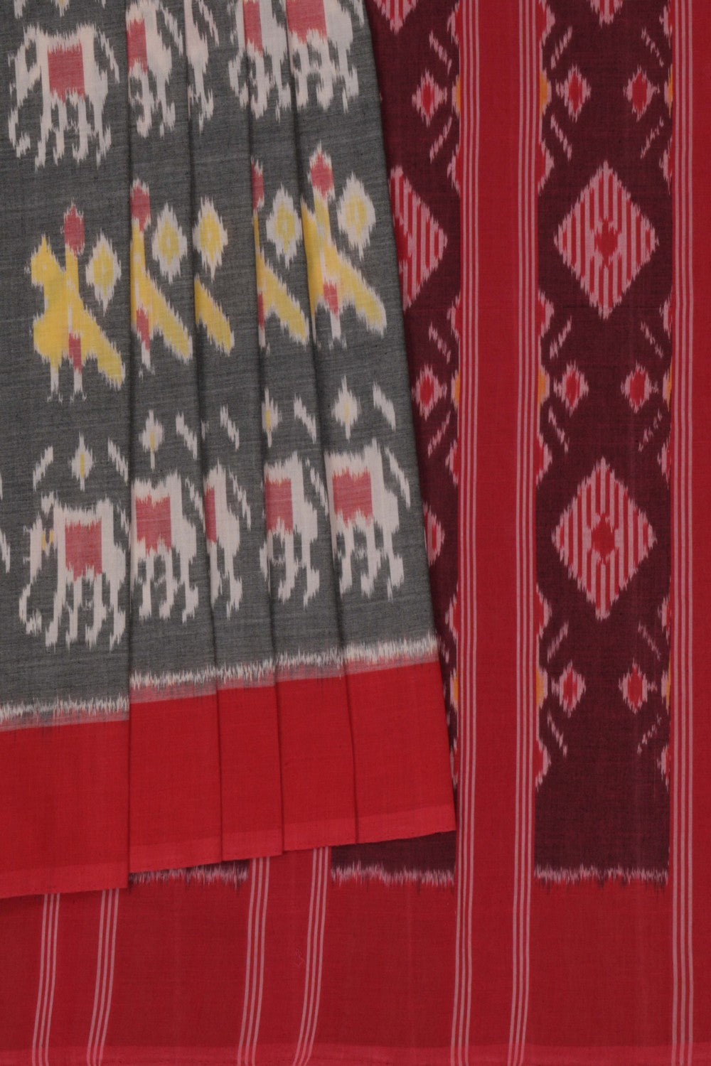 Image of Pochampally Ikat Cotton Green Saree