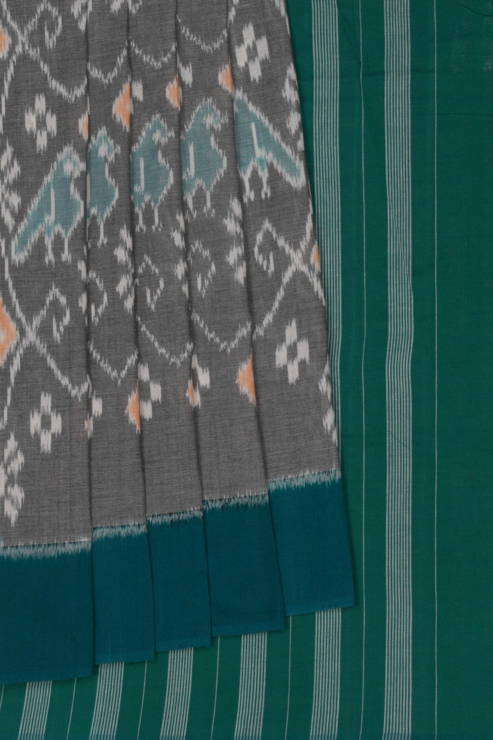 Pochampally Ikat Cotton Grey Saree