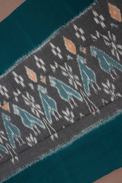 Image of Pochampally Ikat Cotton Grey Saree