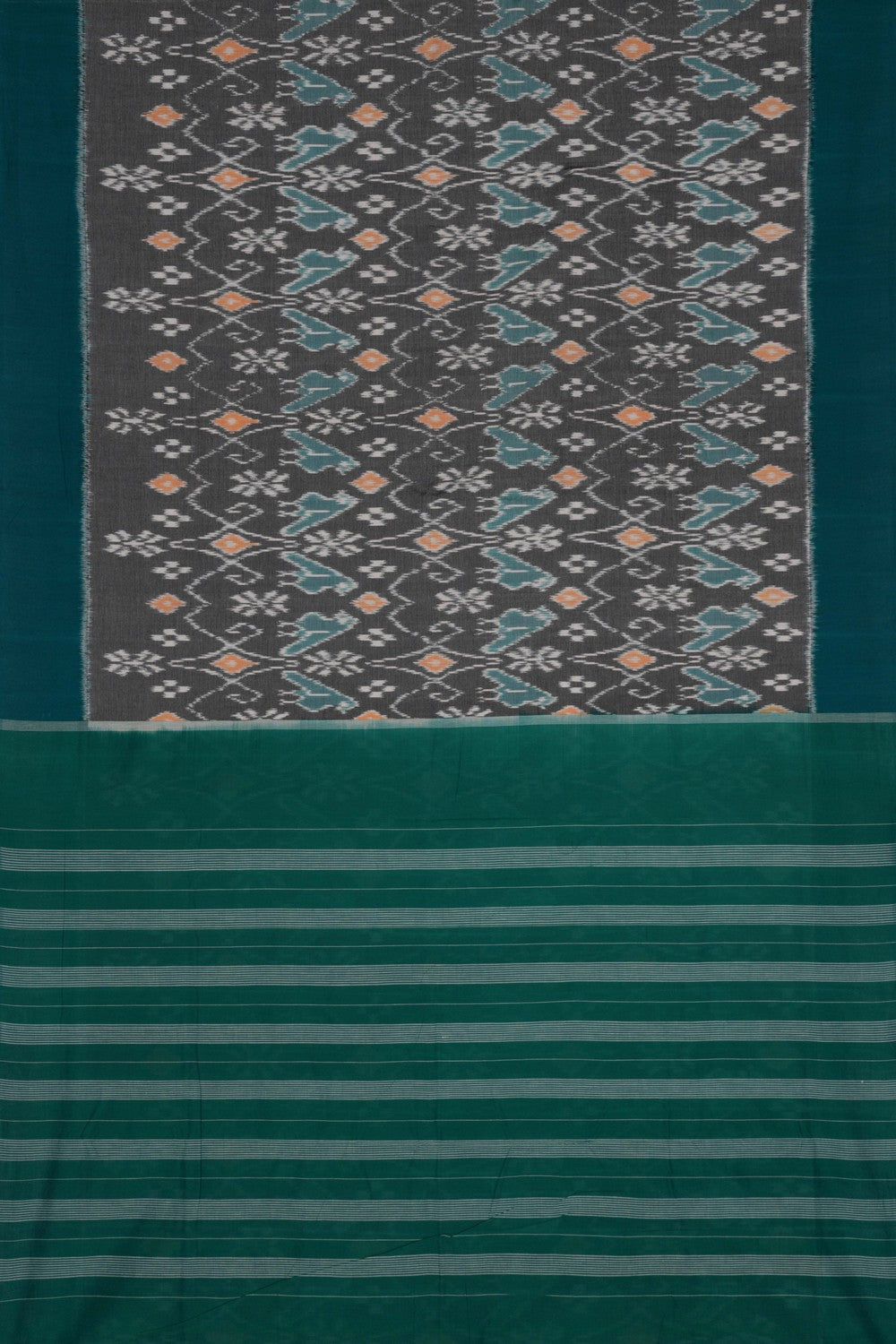 Pochampally Ikat Cotton Grey Saree