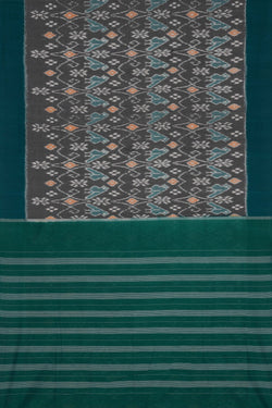 Image of Pochampally Ikat Cotton Grey Saree