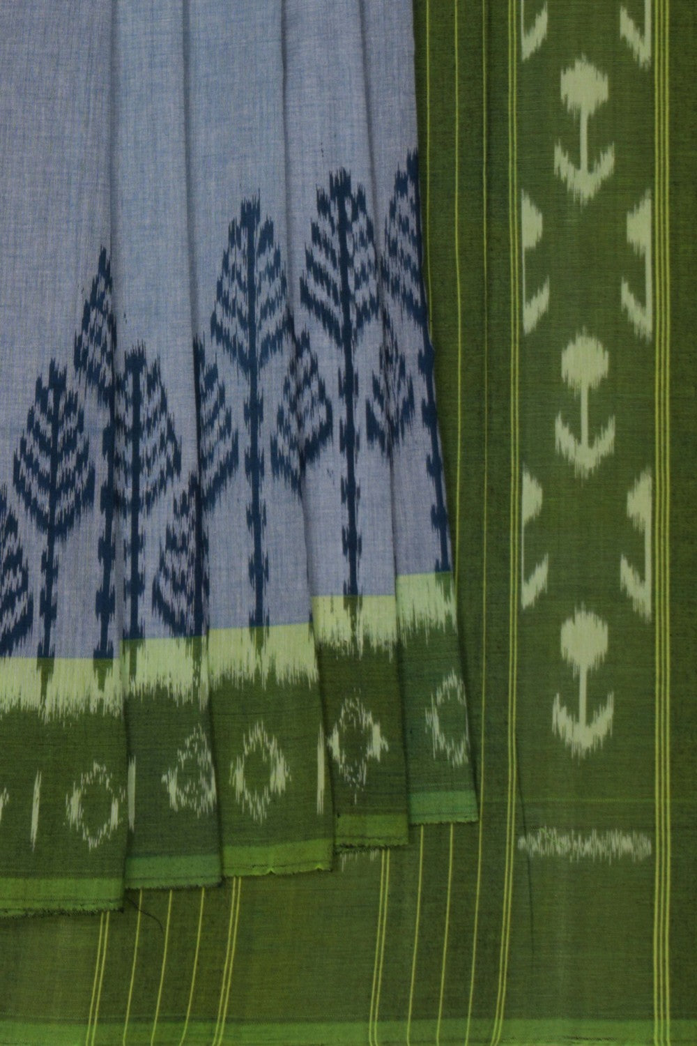 Pochampally Ikat Cotton Grey Saree