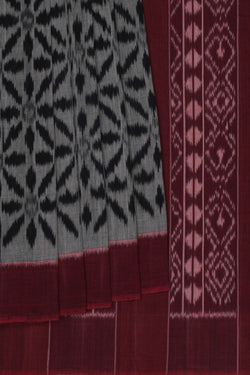 Image of Pochampally Ikat Cotton Grey Saree