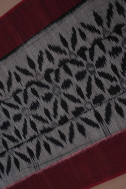 Image of Pochampally Ikat Cotton Grey Saree