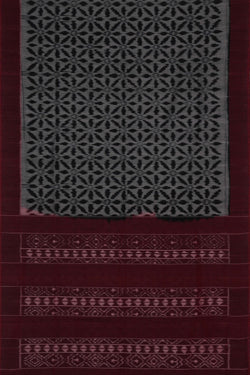 Image of Pochampally Ikat Cotton Grey Saree