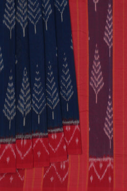 Image of Pochampally Ikat Cotton Blue Saree