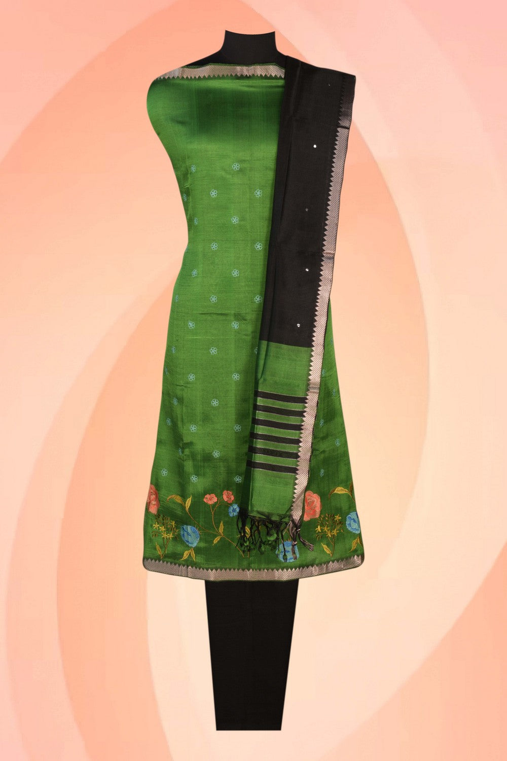 Image of Mangalgiri Silk Unstitched Suit Set Fabric (3 Pcs Set)