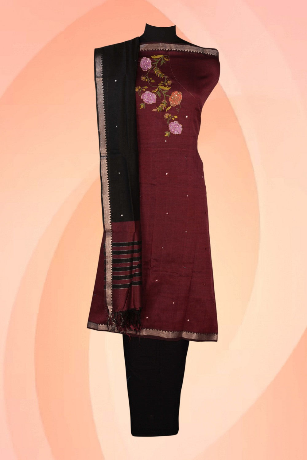 Image of Mangalgiri Silk Unstitched Suit Set Fabric (3 Pcs Set)