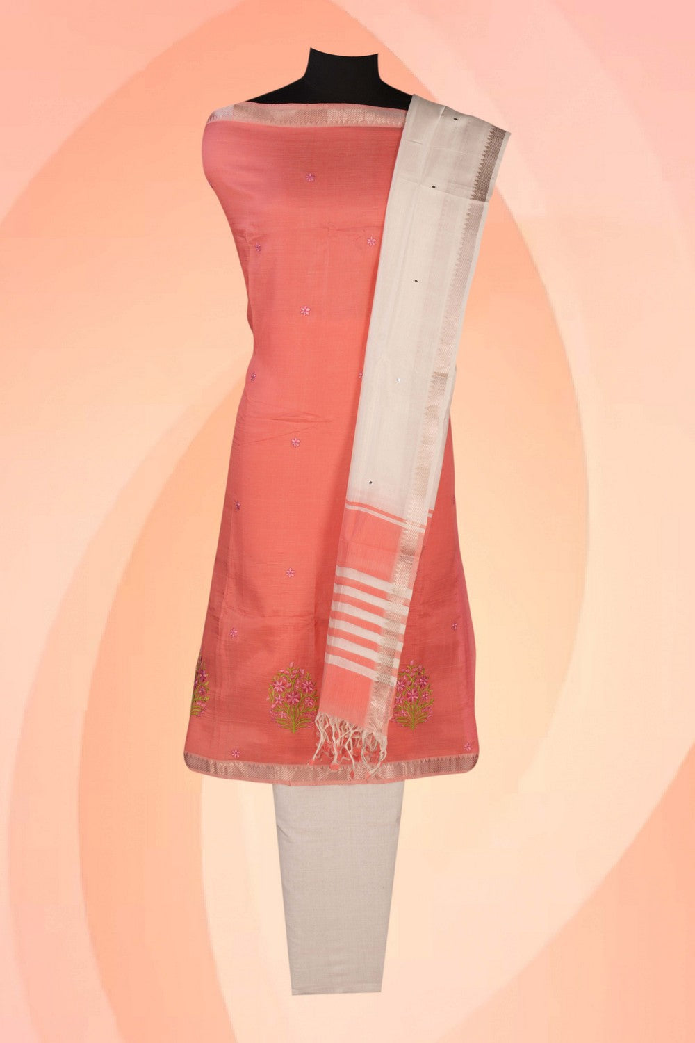 Image of Mangalgiri Silk Unstitched Suit Set Fabric (3 Pcs Set)