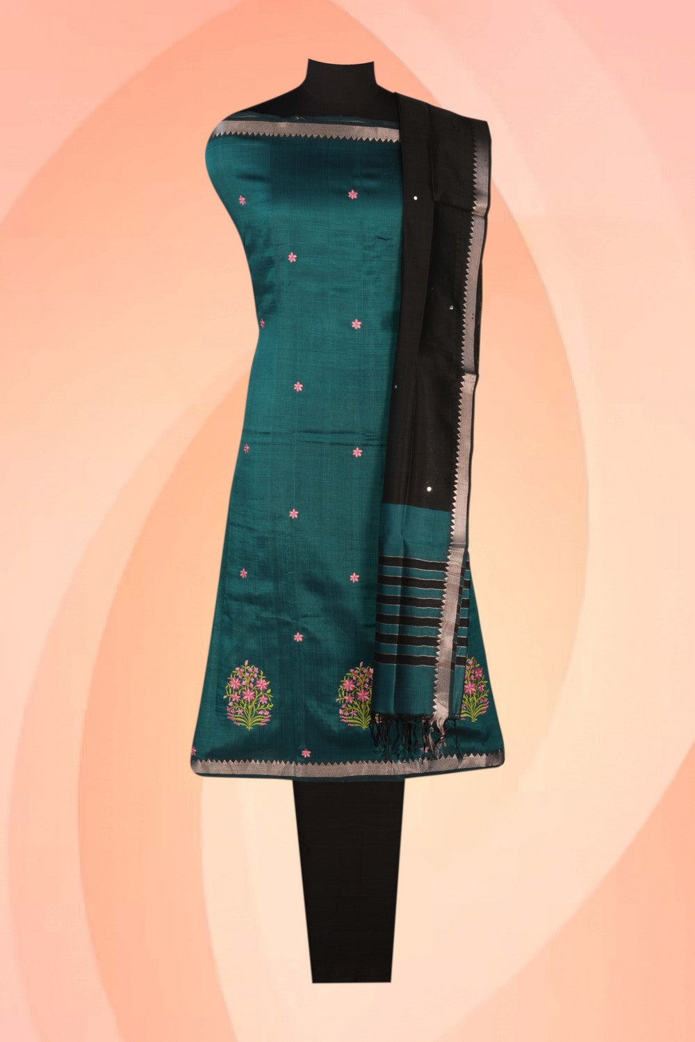 Image of Mangalgiri Silk Unstitched Suit Set Fabric (3 Pcs Set)