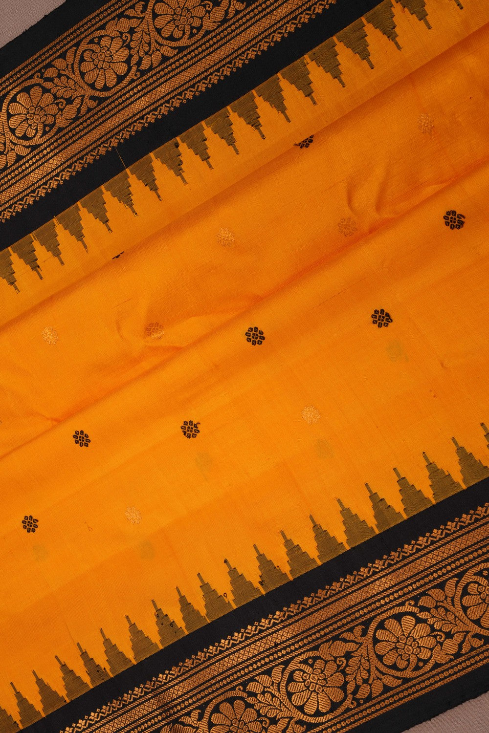 Image of Gadwal Silk Orange Saree