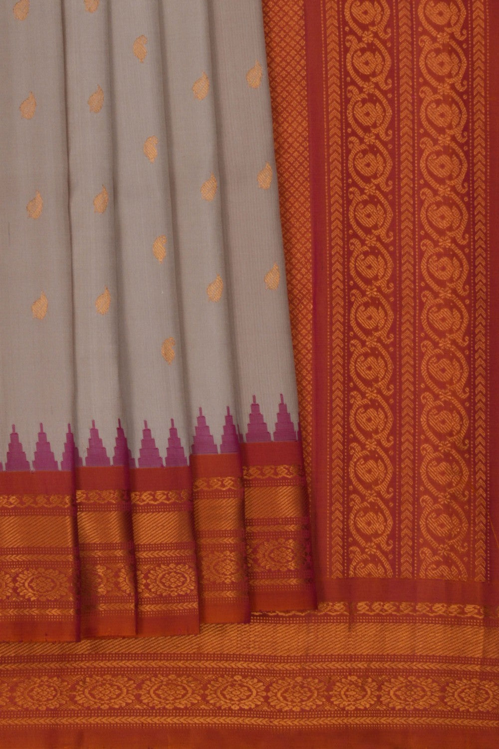 Image of Gadwal Silk Off-White Saree