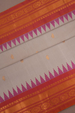 Image of Gadwal Silk Off-White Saree