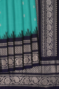 Image of Gadwal Silk Teal Blue Saree