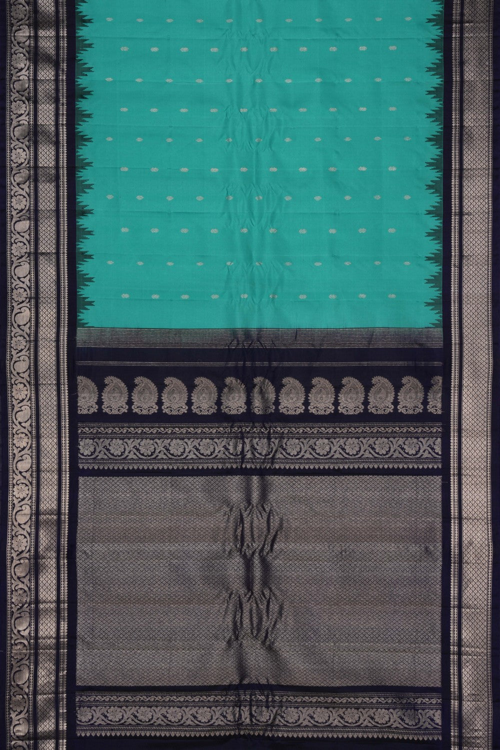 Image of Gadwal Silk Teal Blue Saree