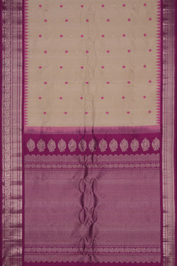 Image of Gadwal Silk Off-White Saree