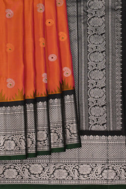 Image of Gadwal Silk Peach Saree