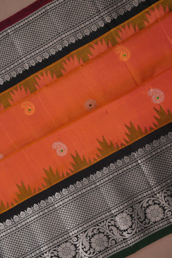 Image of Gadwal Silk Peach Saree