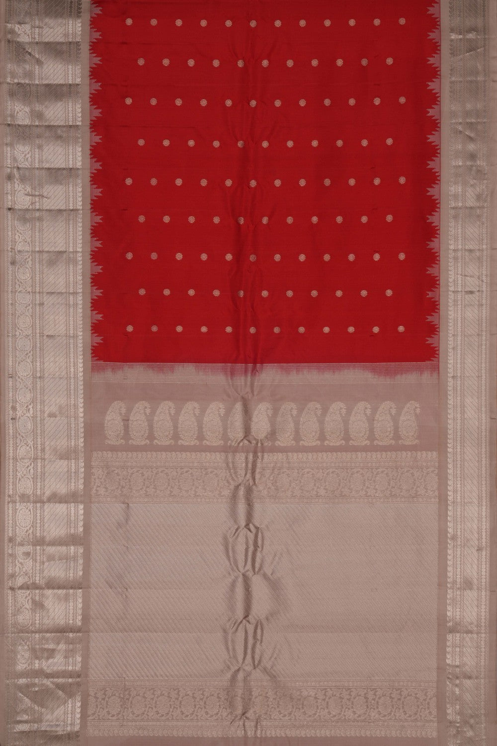 Gadwal Silk Coral Red Saree