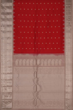 Image of Gadwal Silk Coral Red Saree