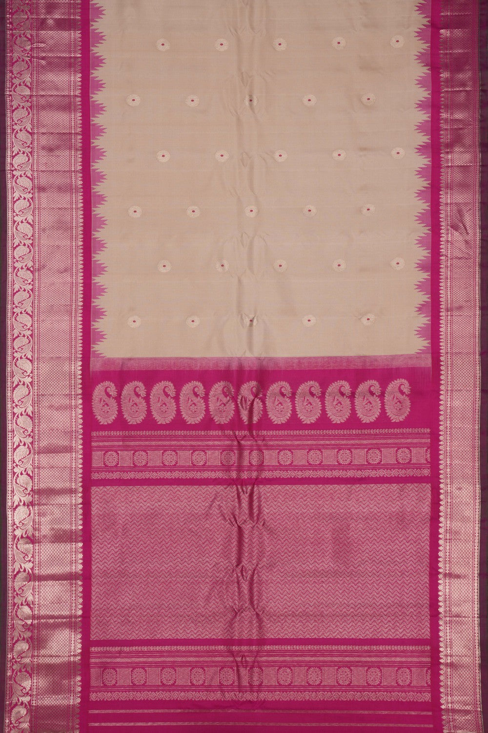 Image of Gadwal Silk Off-White Saree