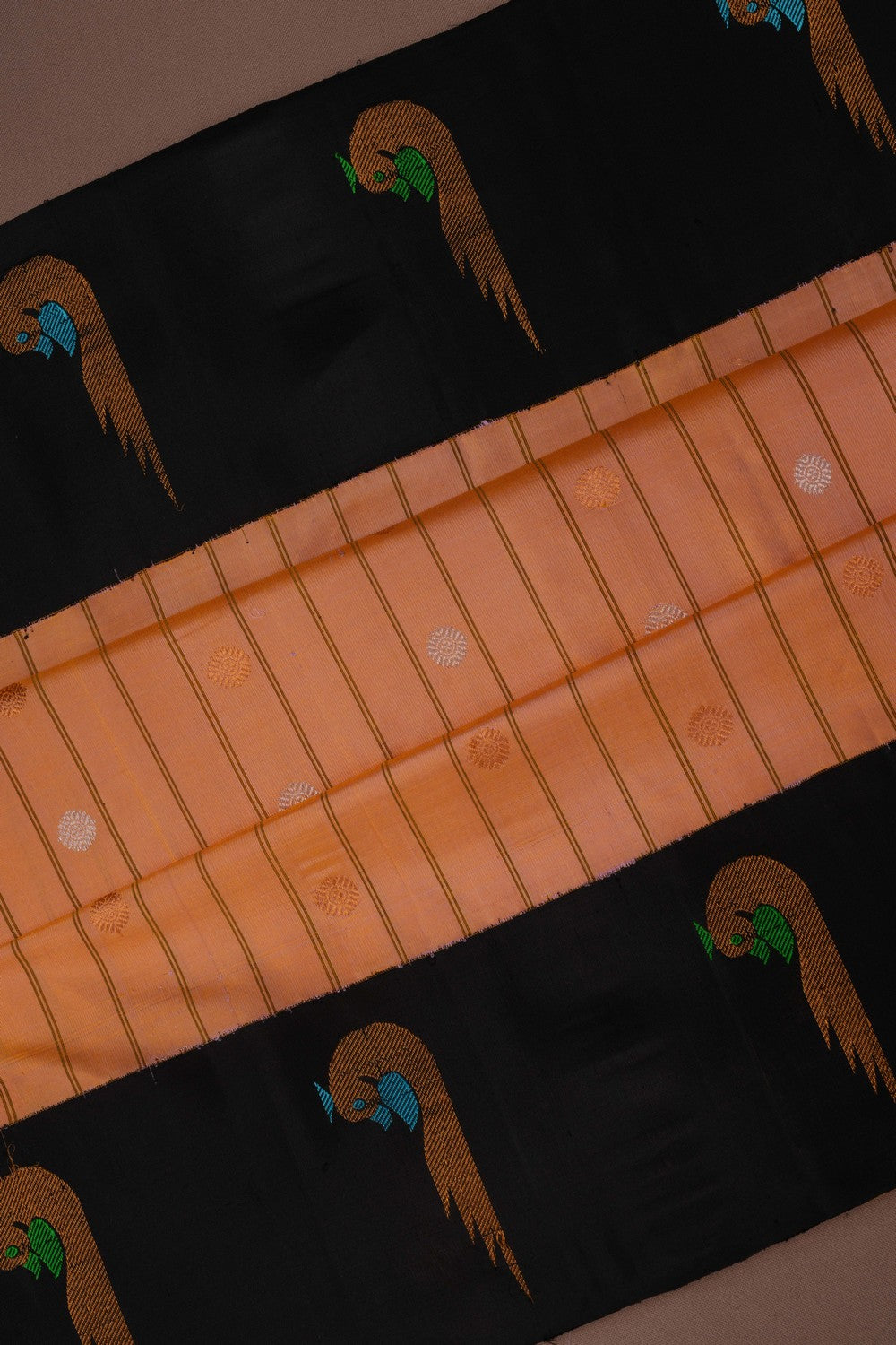 Image of Gadwal Silk Peach Saree