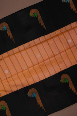 Image of Gadwal Silk Peach Saree