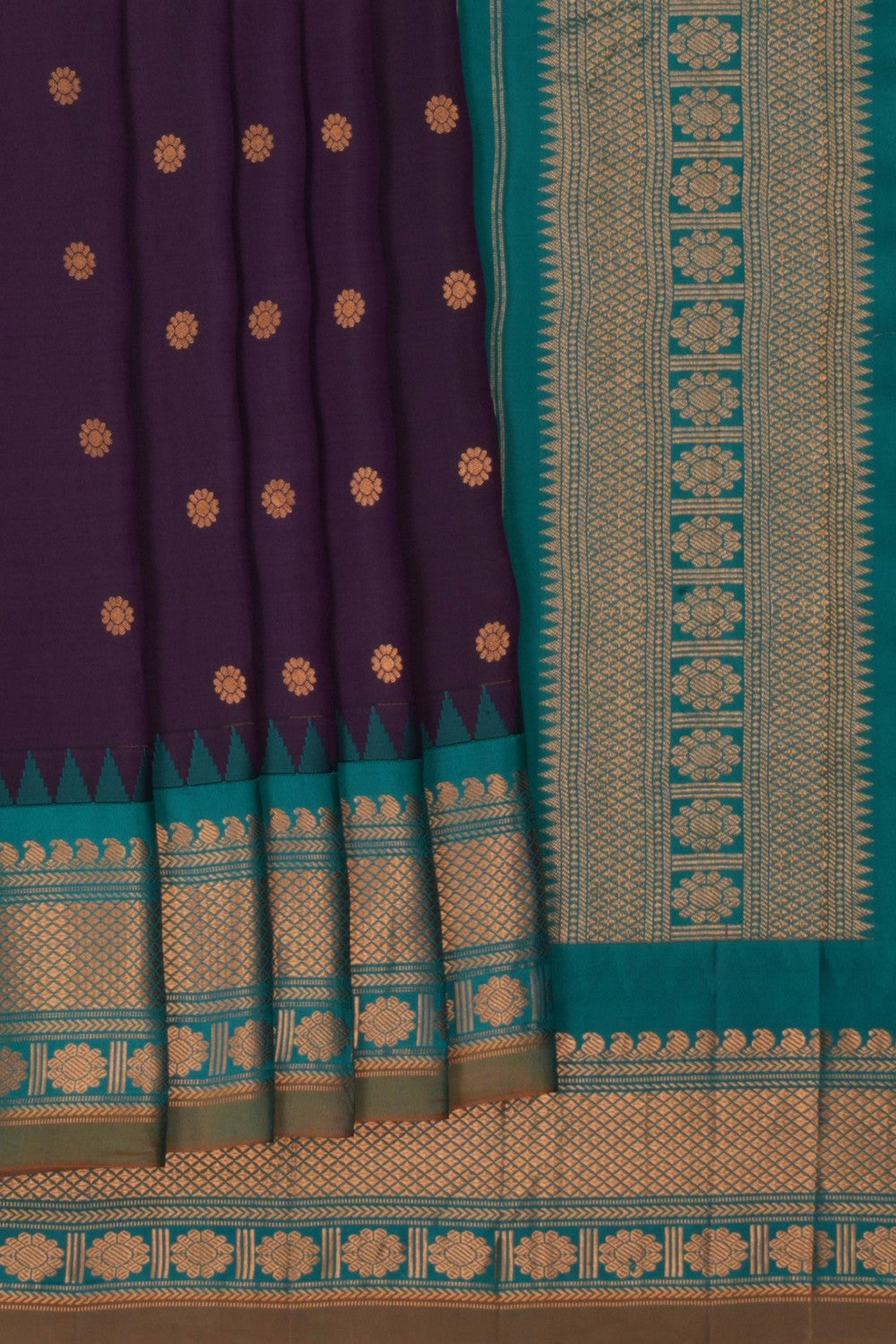 Image of Gadwal Silk Purple Saree