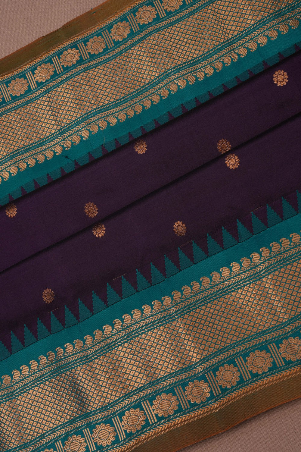 Image of Gadwal Silk Purple Saree