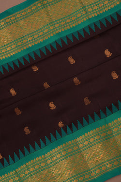 Image of Gadwal Silk Brown Saree