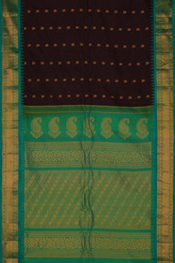 Image of Gadwal Silk Brown Saree